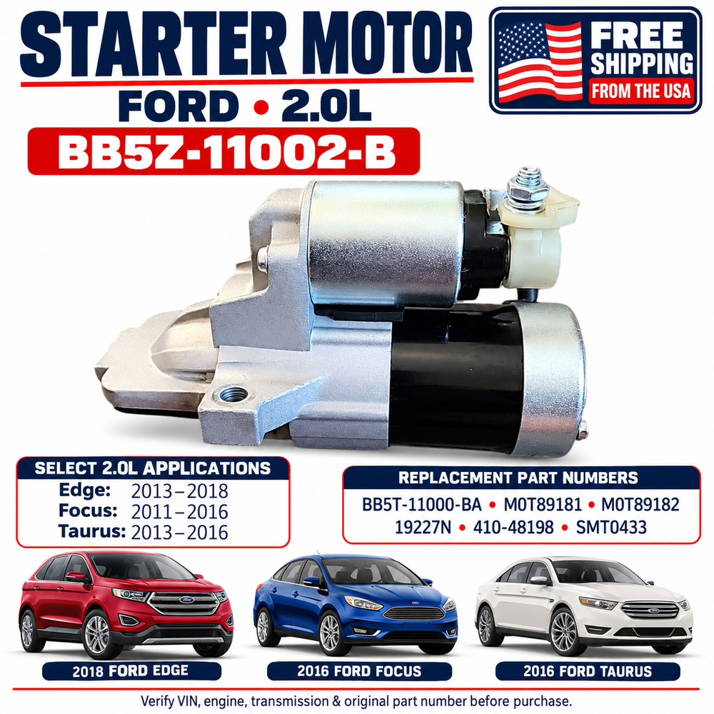 Starter Motor for Ford Edge Focus Taurus 2.0L BB5Z-11002-B BB5T-11000-BA 19227N